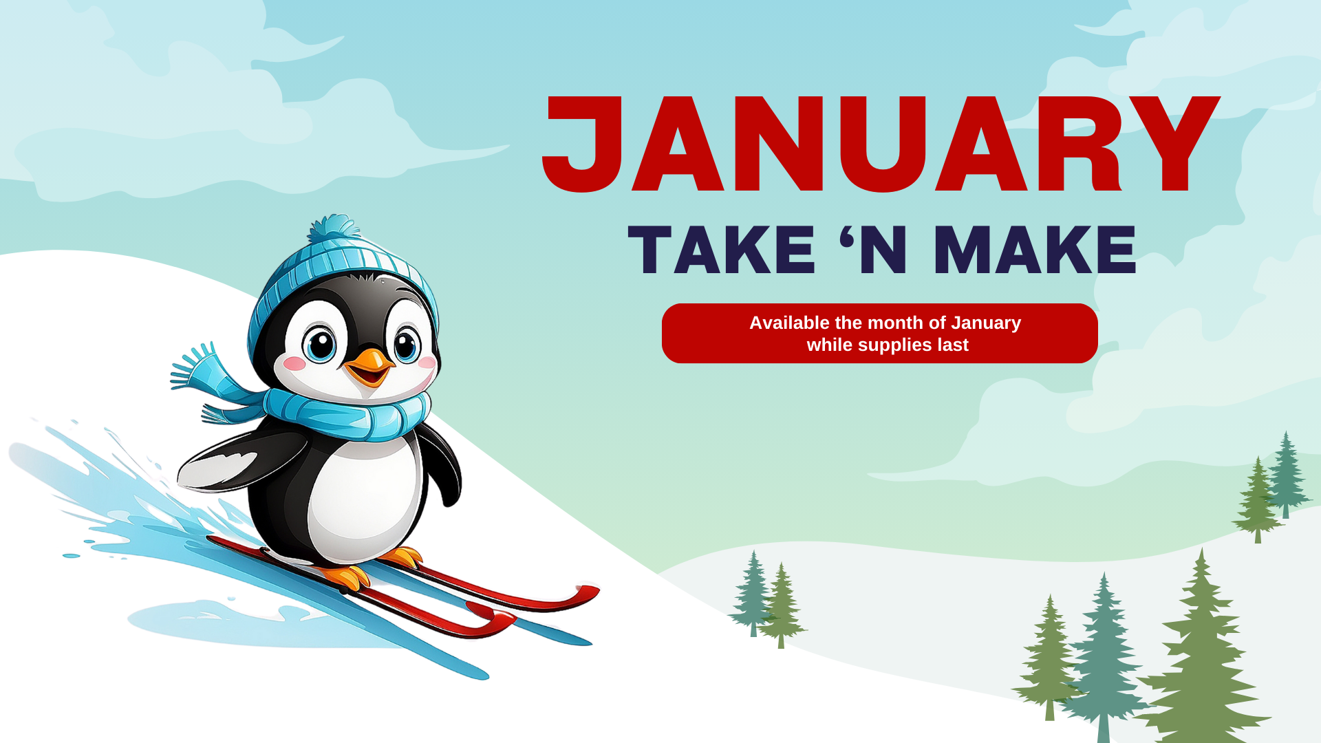 January 2025 Skiing Penguin Take 'n Make